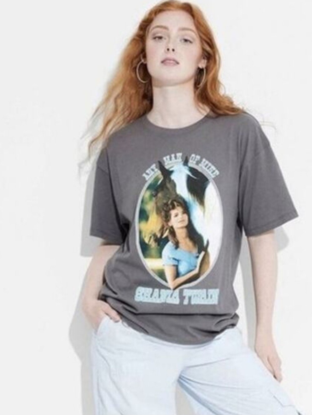 Shania Twain Any Man Of Mine Country Music Horse Graphic T-Shirt Gray XXL NWOT